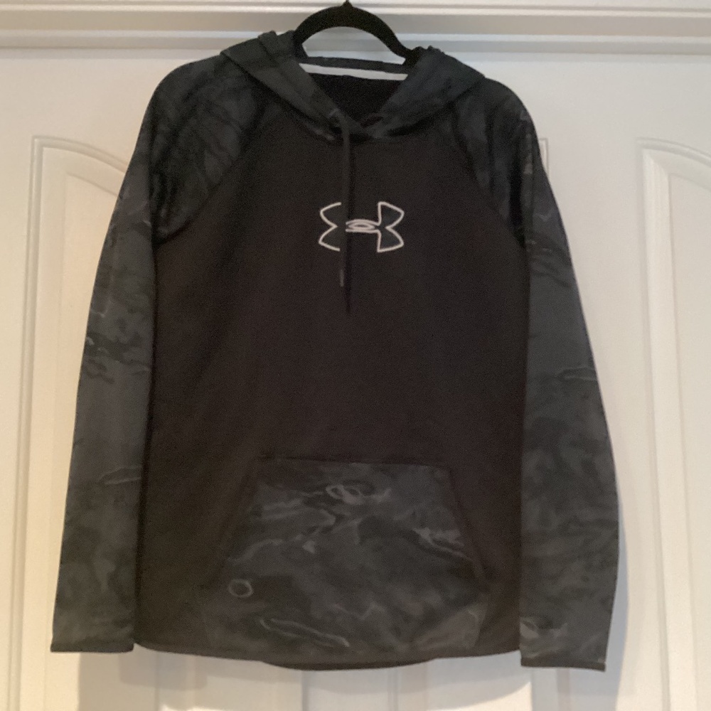 Under Armour Men Hoodie Sweatshirt, Size Large, Color Camouflage Gray, Black